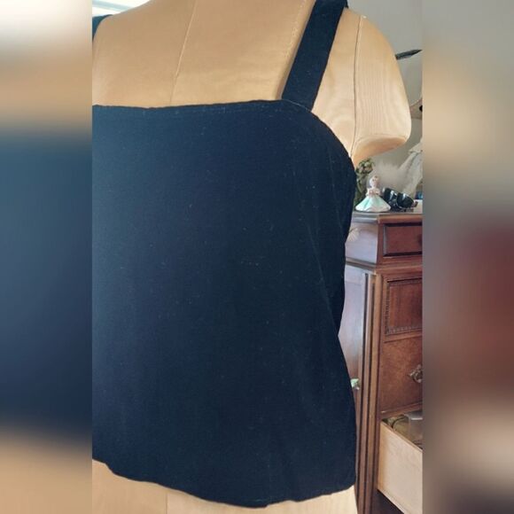 Vintage Albert Nipon Black Velvet Top Semi Crop Style  Vintage Sz 10 - Picture 2 of 9